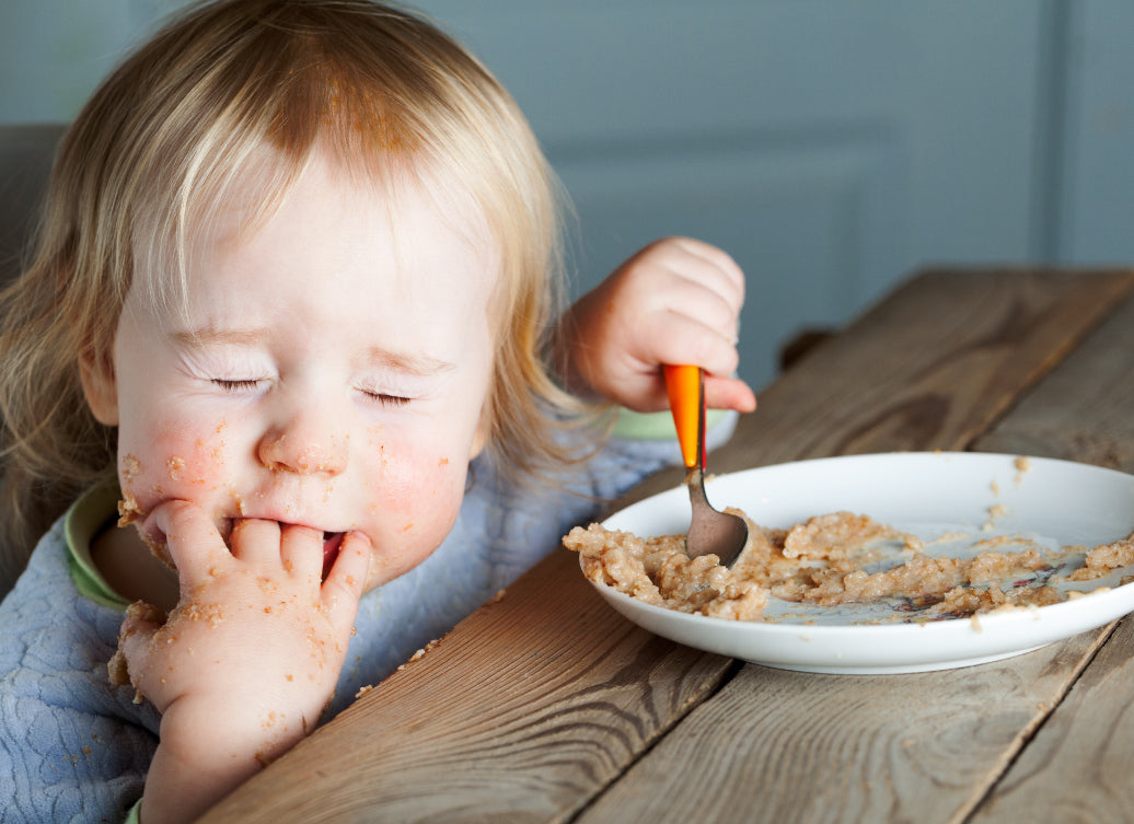 Child with eczema eating