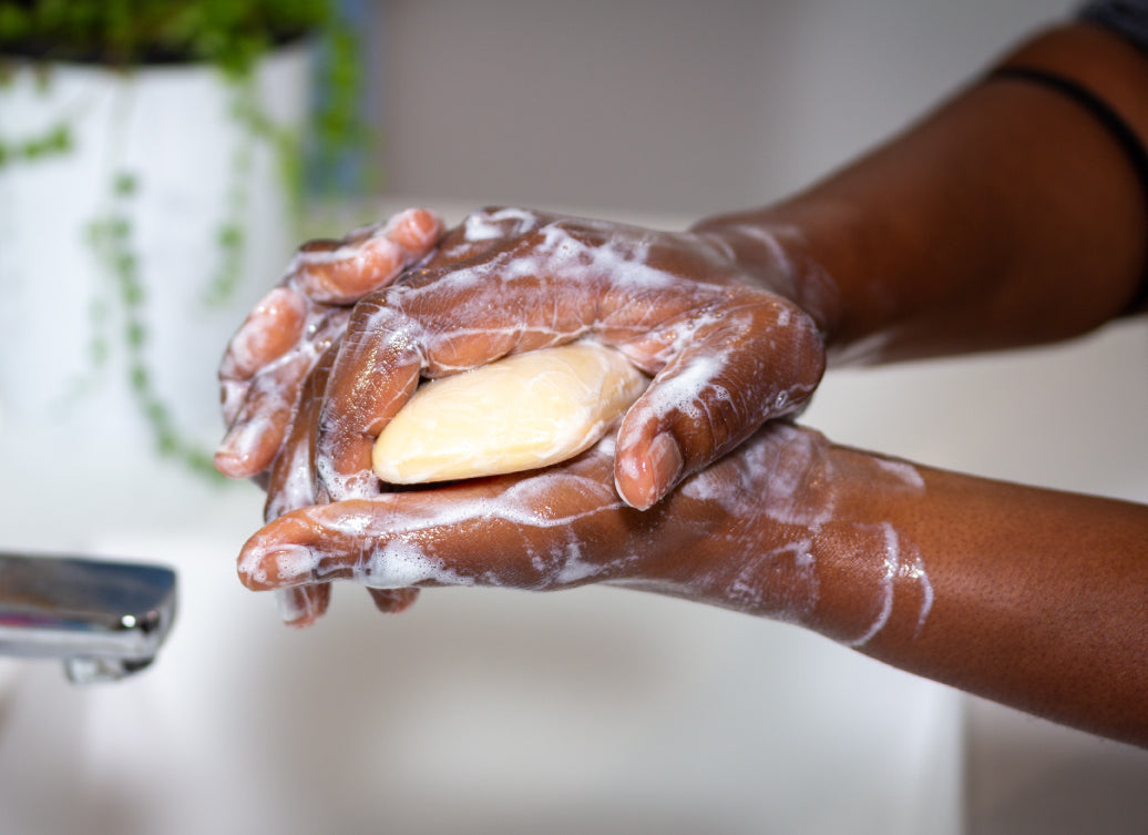 washing hands with soap